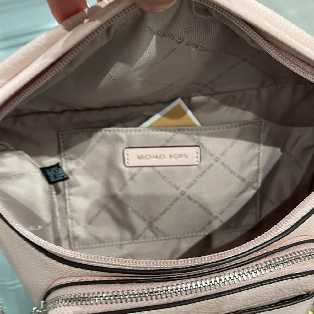 MICHAEL KORS Maisie Large Pebbled Leather 2-in-1 Sling Pack Lt Powder Blush  NWT